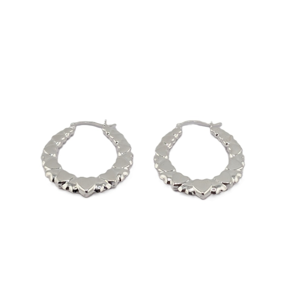 Sterling Silver Heart Interlocking Hearts Hoop Earrings Jewelry**